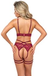Abierta Fina Ouvert-Set mit BH & Straps-Slip 