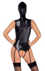 Busenfreier Kunstleder Straps-Body ouvert 