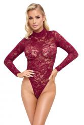 Stringbody mit langem Arm & Stehkragen 