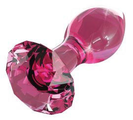 Icicles Glas-Analplug Rosa (9 cm, Ø 3 cm)