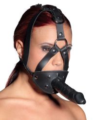 Leder-Kopfgeschirr mit Dildo
