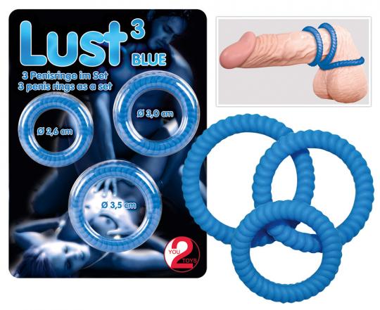 Lust 3 Penisringe Blau