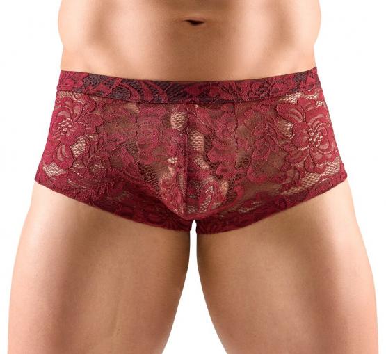 Dunkelrote Pants aus floraler Spitze 2XL