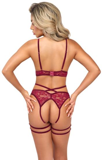 Abierta Fina Ouvert-Set mit BH & Straps-Slip S