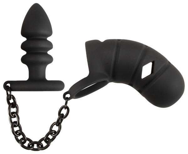 Black Velvets Peniskäfig mit Analplug 