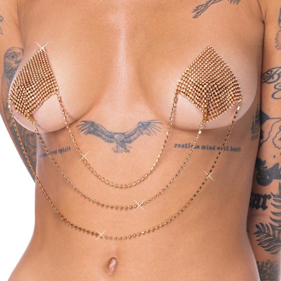 Goldene Rauten-Nippelsticker zum Aufkleben 