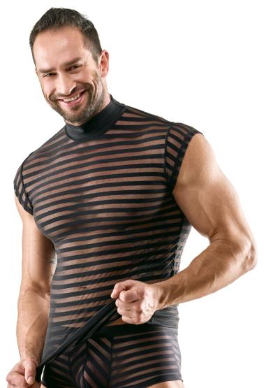 Herren Shirt transparenter Querstreifen-Look S