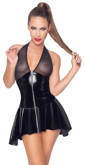 Ausgestelltes Lack-Kleid S