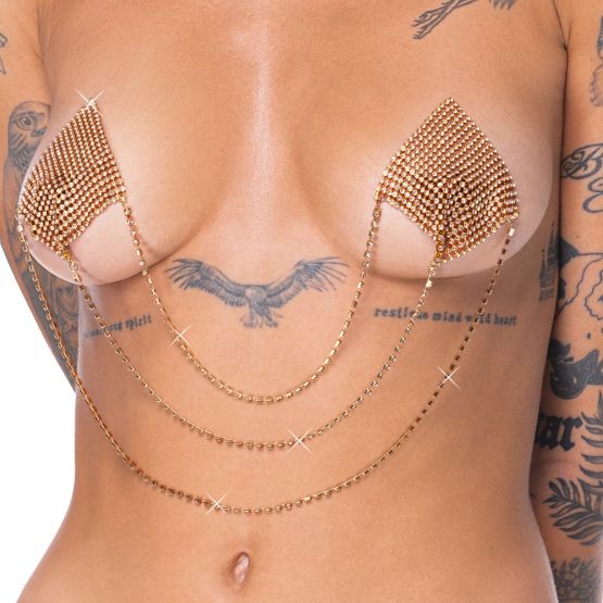 Goldene Rauten-Nippelsticker zum Aufkleben 
