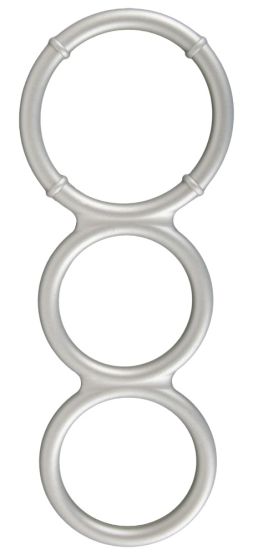 Metallic Silicone Triple Cock and Ball Ring 