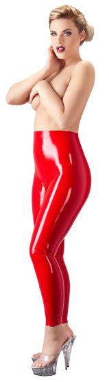 Rote Latex-Leggings XL
