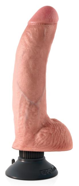 King Cock 9" Vibrating Cock with Balls (23 cm, Ø 4,8 cm) Hautfarben Hell