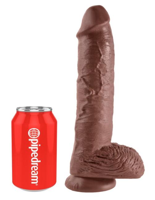 King Cock 10“ Cock with Balls (25,4 cm, Ø 5,1 cm) Brown