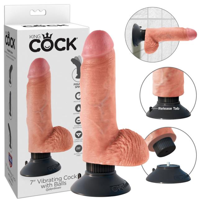 King Cock Vibrating Cock with Balls 18 cm