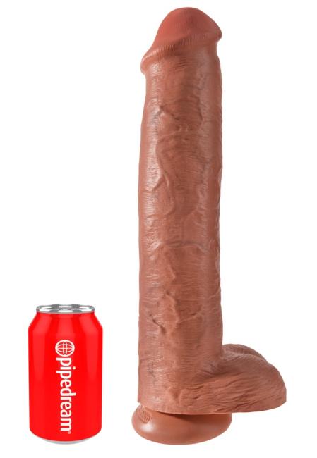 King Cock Riesendildo mit Hoden 15“ (38,1 cm, Ø 7,6 cm) Hautfarben Dunkel