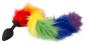 Analplug mit Schweif in Regenbogenfarben (7,2 cm, Ø 3,5 cm) 