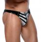 Herren Slip aus Lack Schwarz/Silber 2XL