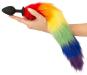 Analplug mit Schweif in Regenbogenfarben (7,2 cm, Ø 3,5 cm) 